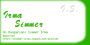 irma simmer business card